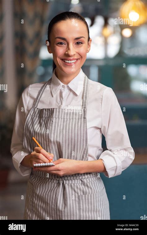 Young Ambitious Waitress Taking Order Stock Photo Alamy