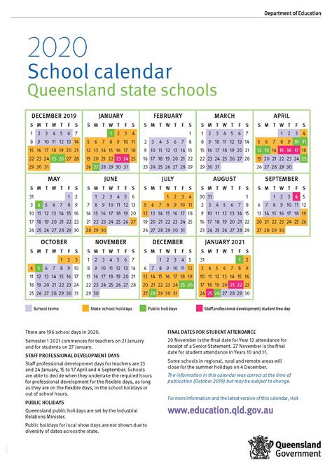 Qld School Holidays 2021 Calendar Printable Free