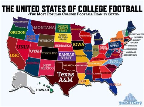 The United States Of College Football The Most Popular College
