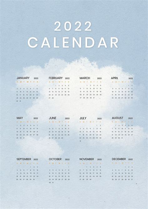 Download Free Psd Image Of Cloud 12 Month Calendar Editable Psd By