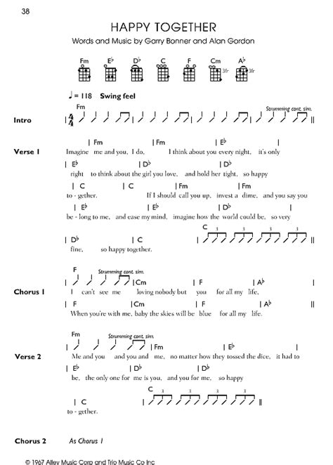 Happy Together Ukulele Chord Songbook Pdf Noten Von The Turtles In C