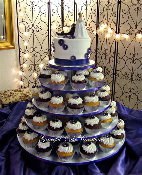 Cupcake Wedding Cake With Purple Flowers A Photo On Flickriver