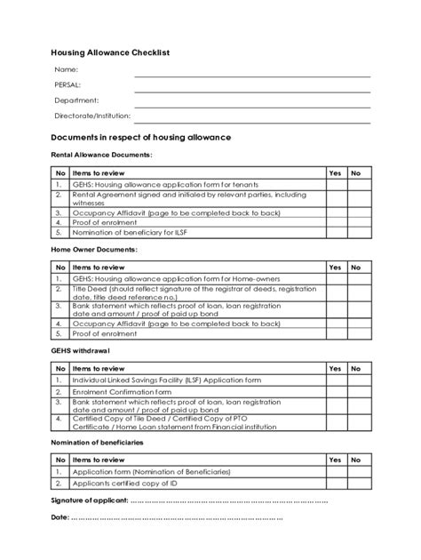 Housing Allowance Application Form For Tenants Fill Out And Sign Online