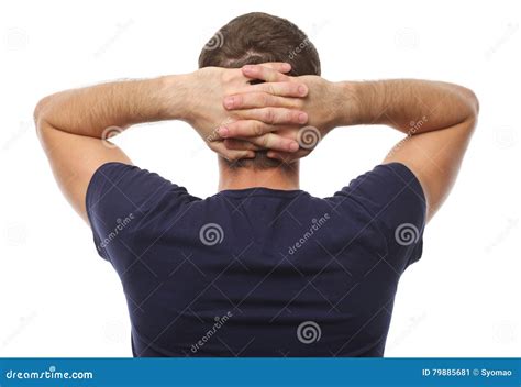 The Young Man Clasped His Hands Behind His Head Stock Image Image Of