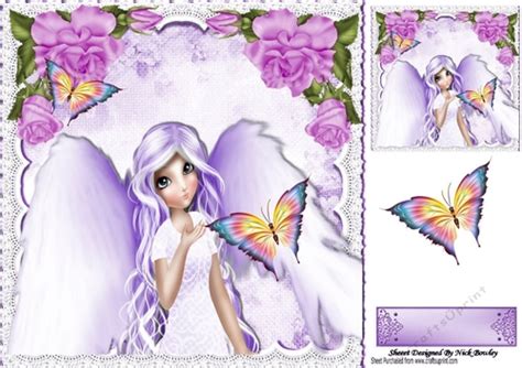 Pretty Fantasy Lilac Angel With Butterflies 8x8 Cup1015659415