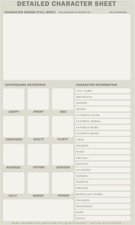Detailed Character Sheet By Devilscrypt On Deviantart Character Sheet