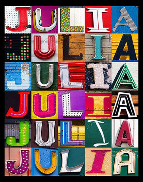 Personalized Poster Featuring Julia Showcased In Photos Of Letters From