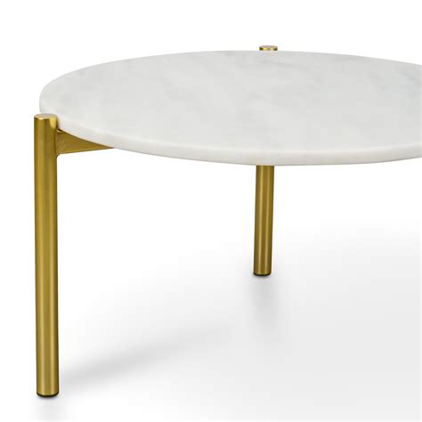 Linus 58cm Round White Marble Coffee Table Interior Secrets