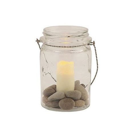 Pacific Accents Marmalade Jar With Wax Votive And Pebble Stones