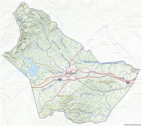 topographic map of burke county north carolina burke county north carolina map