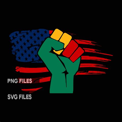 Juneteenth Fist American Flag Png Svg Cricut Cut Files Black Etsy