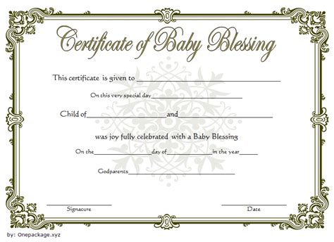 Free Printable Fillable Baby Dedication Certificates With