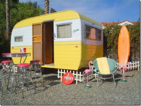 Vintage Sunny Yellow Camper Trailer