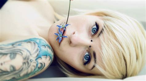 wallpaper blonde piercings tattoos hd widescreen high definition fullscreen