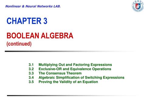 Ppt Chapter 3 Boolean Algebra Continued Powerpoint