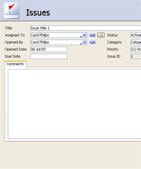 Access Manage Project Open Issues Template For Microsoft Access 2010
