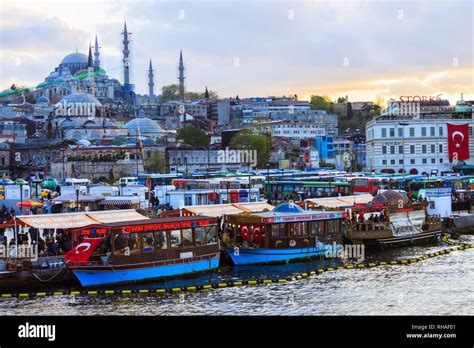 Istanbul Turkey Cityscape At Sunset With The Suleymaniye Mosque And