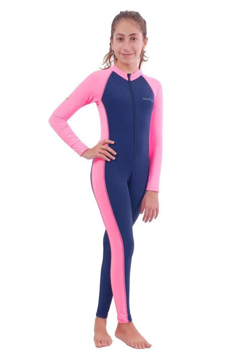 Girls Full Body Swimsuit Stinger Suit Uv Protection Upf50 Navy Pink Chlorine Resistant Full