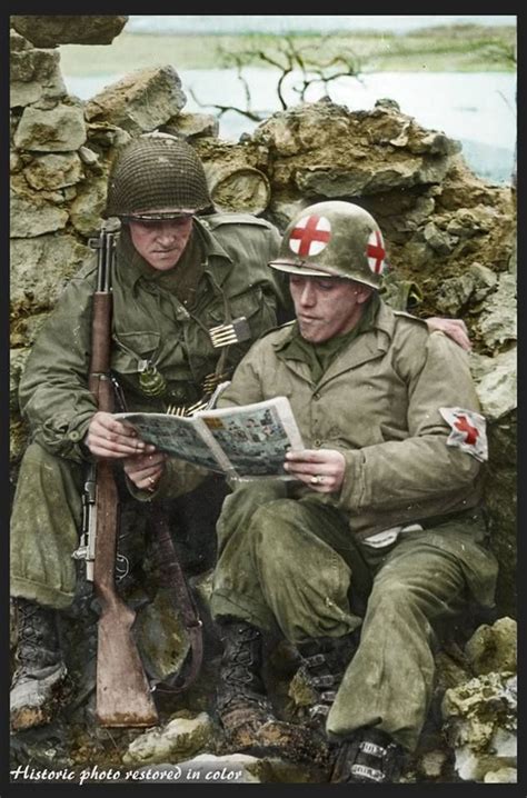 An American Medic And A GI Of The US Th Infantry Division Reading A Comic At Reisdorf In