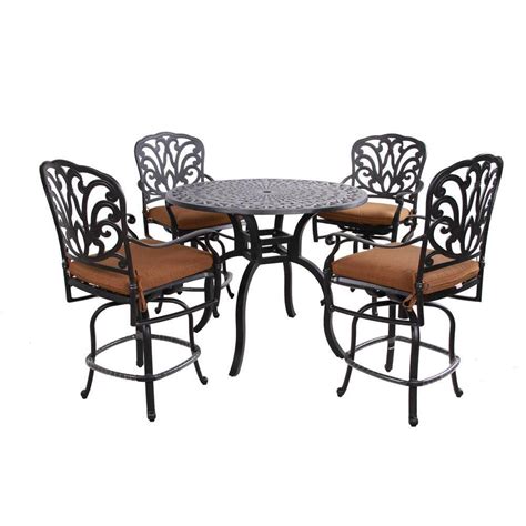 Oakland Living Hampton Counter Height 5 Piece Patio Bar Set With