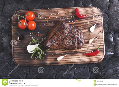 Beef Grilled Steak On Charcoal Stock Image Image Of Grilled Close