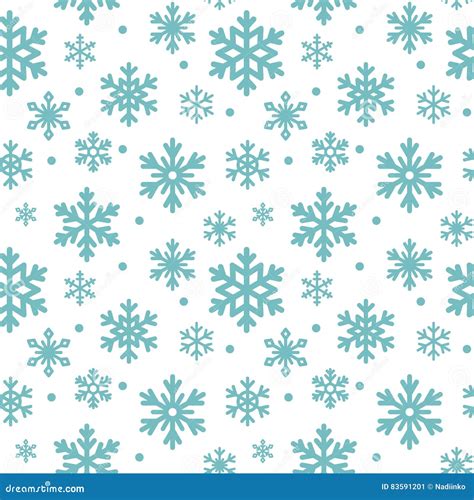 Seamless Pattern Of Winter Snowflakes Vector Background Repeated