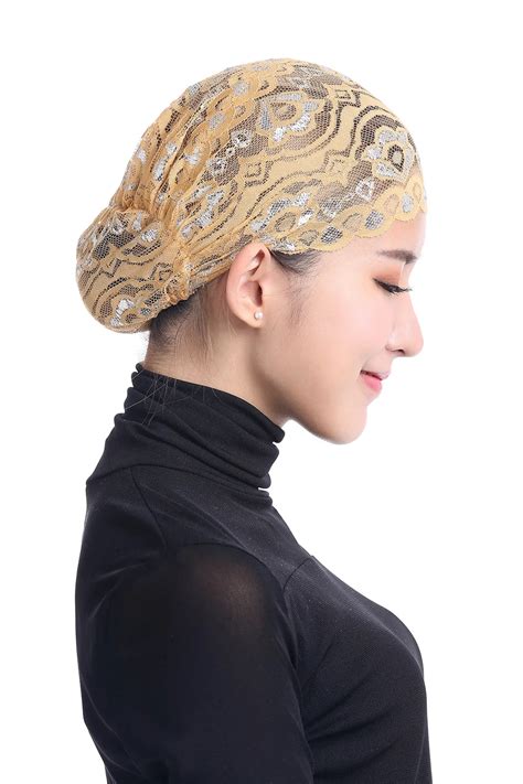 New Islamic Muslim Womens Head Scarf Mercerized Lace Underscarf Cover Headwear Bonnet Plain