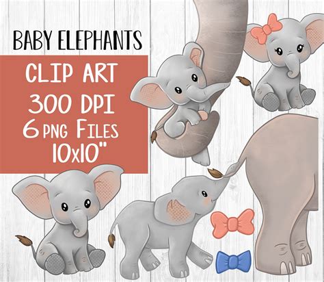 Baby Elephant Clipart Cute Elephants Clip Art Boy And Girl Etsy