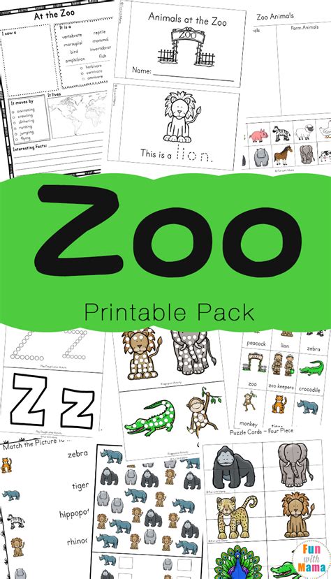 Zoo Theme Preschool Worksheets