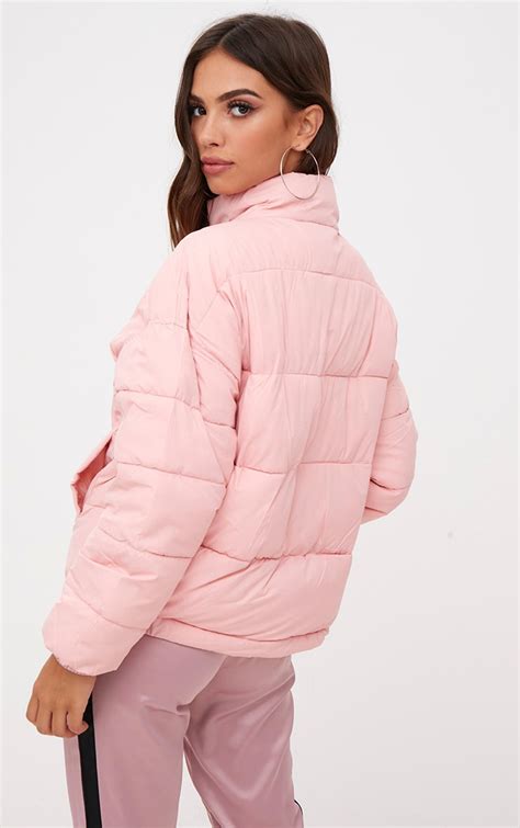 Light Pink Puffer Jacket Coats And Jackets Prettylittlething Ca