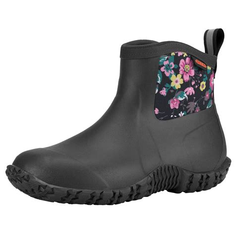 Hisea Womens Rain Shoes Ankle Height Rubber Garden Boots Insulated