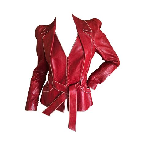 Dior By Galliano Red Lambskin Leather Bar Jacket At 1stdibs