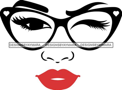 Afro Girl Babe Sexy Glasses Lips Wink Svg Cutting Files For Silhouette Designsbyaymara