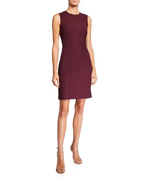 Theory Fitted Wool Sleeveless Sheath Dress In Red Lyst