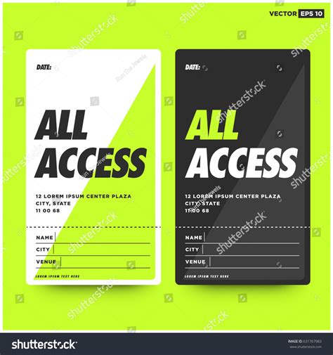 All Access Pass Template Stock Vector 631767983 Shutterstock