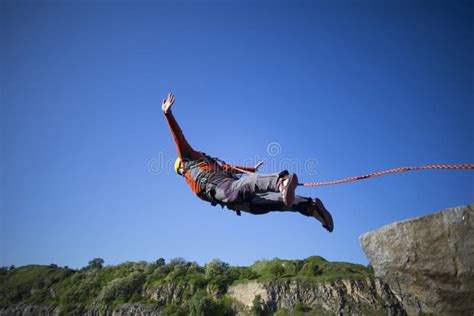 Jump Off A Cliff With A Rope Stock Image Image Of Outdoors