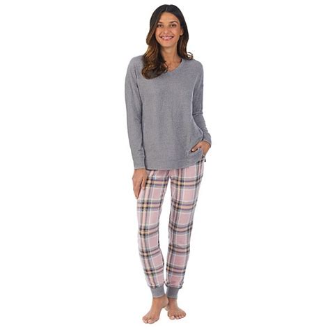 Womens Cuddl Duds Sweater Knit V Neck Pajama Top And Banded Bottom