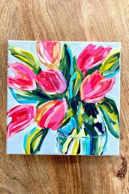 How To Paint Tulips With Acrylic Paint On Canvas Flower Painting
