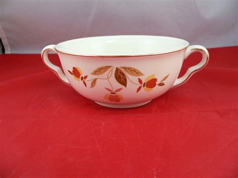 Vintage Hall China Jewel Tea Autumn Leaf Pattern Cream Soup Bowl Ebay