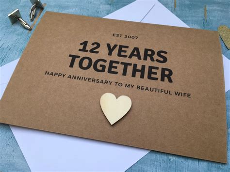 12th Anniversary Card 12 Years Together For Husband Or Wife Etsy Uk