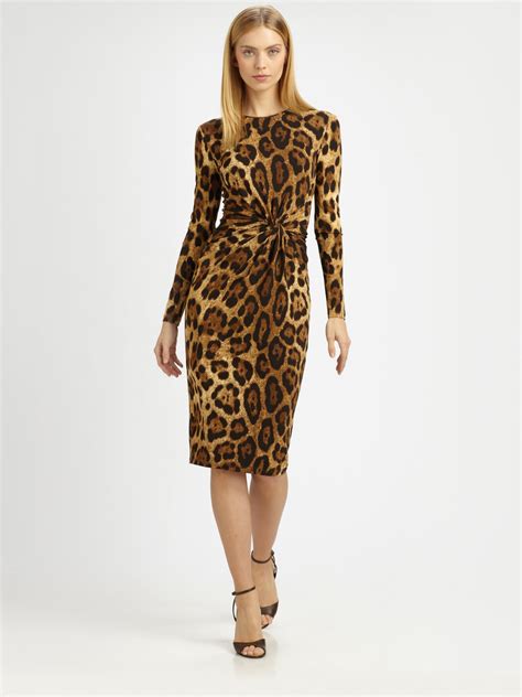 Michael Kors Leopard Print Dress In Brown Lyst