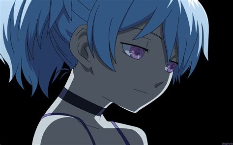 Female Anime Character With Blue Hair And Black Choker Necklace Hd
