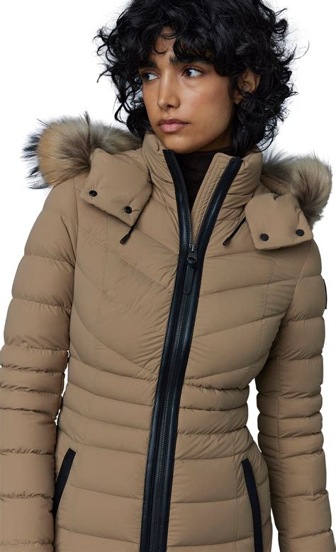Mackage Patsy Stretch Light Down Jacket With Natural Fur Womens