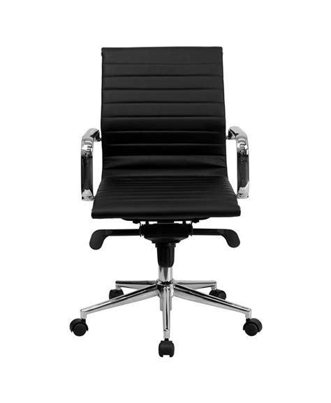 Flash Furniture Mid Back Black Ribbed Leather Swivel Conference Chair
