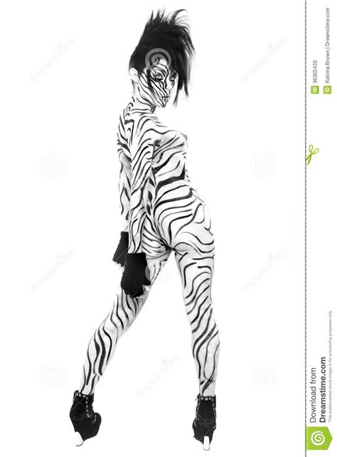 Nude Woman Body Painted As A Zebra Royalty Free Stock Photo CartoonDealer Com