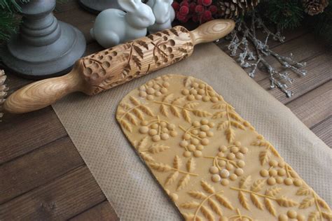 Rowan Small Rolling Pin Embossed Rolling Pin Wooden Carved