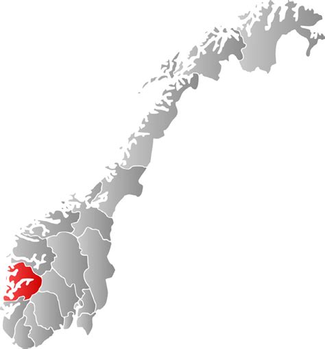 Map Of Norway Showing The County Of Hordaland In Red From Wikipedia