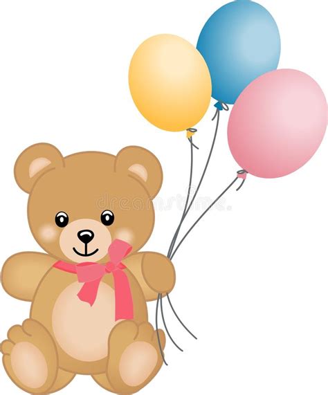 Cute Teddy Bear Flying Balloons Stock Vector Image 26705544