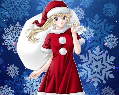 Blonde Hair Blue Eyes Christmas Cropped Dress Hat Ponytail Princess