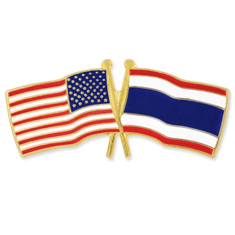 Pinmarts Usa And Thailand Crossed Friendship Flag Enamel Lapel Pin 1